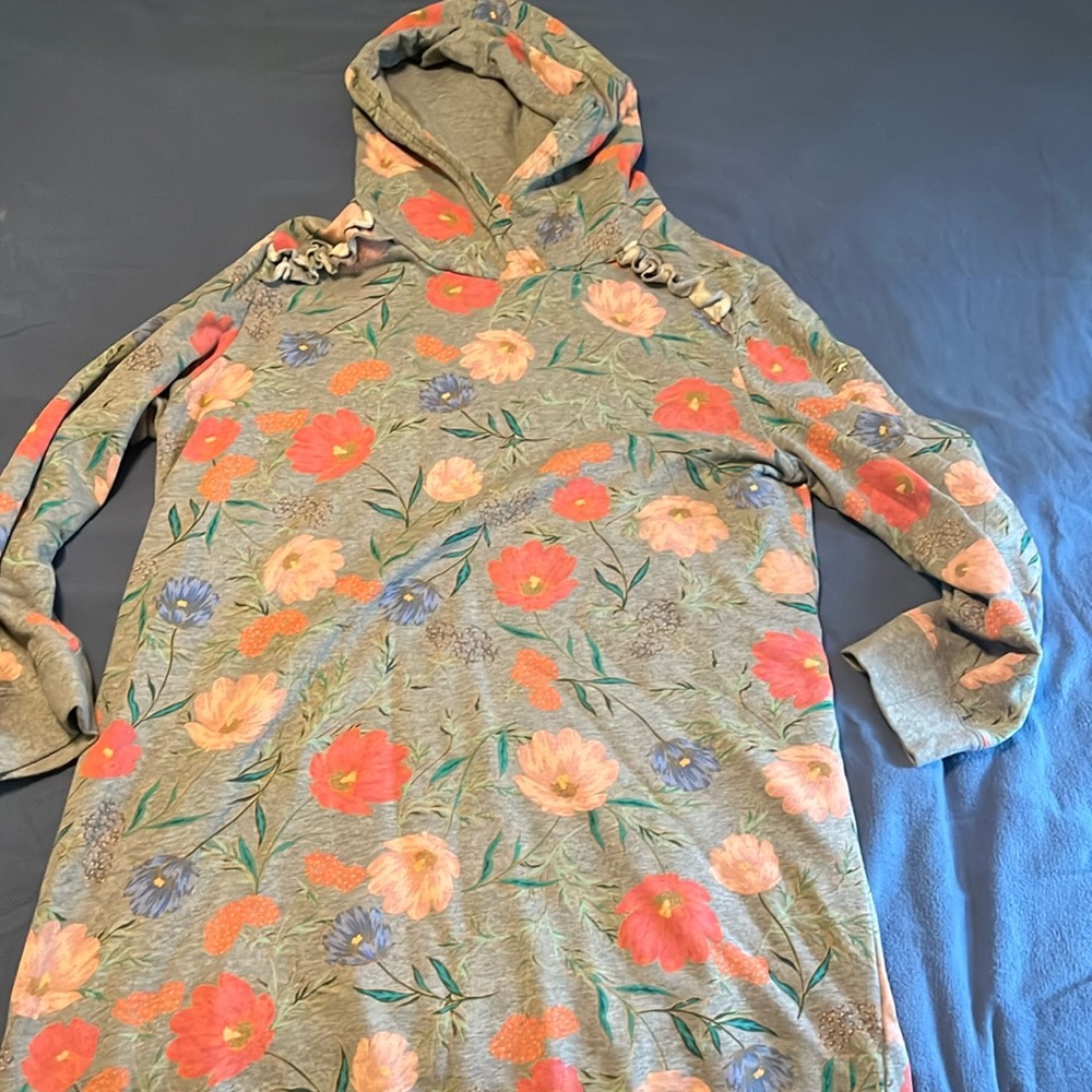 Kate Spade Blossom Gray Sweatshirt Hoodie Dress Size XL Cotton